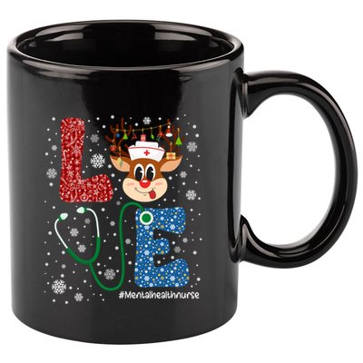 Love Tal Health Nurse Christmas Buffalo Plaid Xmas Deer Gift 11oz C Handle Ceramic Mug