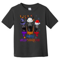 Llama Turkey Happy Hallothankmas Thanksgiving Toddler T-Shirt