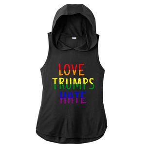 Love Trumps Hate Lgbt Antitrump Ladies PosiCharge Tri-Blend Wicking Draft Hoodie Tank