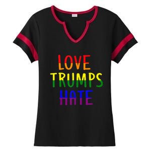 Love Trumps Hate Lgbt Antitrump Ladies Halftime Notch Neck Tee