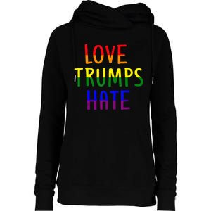 Love Trumps Hate Lgbt Antitrump Womens Funnel Neck Pullover Hood