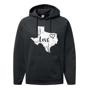 Love Texan Home Texas State Gift Performance Fleece Hoodie