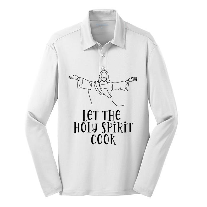 Let The Holy Spirit Cook Silk Touch Performance Long Sleeve Polo