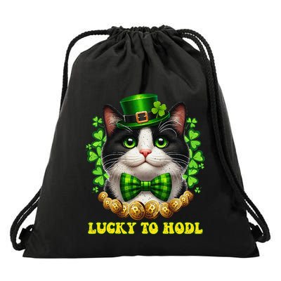 Lucky To Hodl St Patricks Day Bitcoin Btc Crypto Trader Drawstring Bag