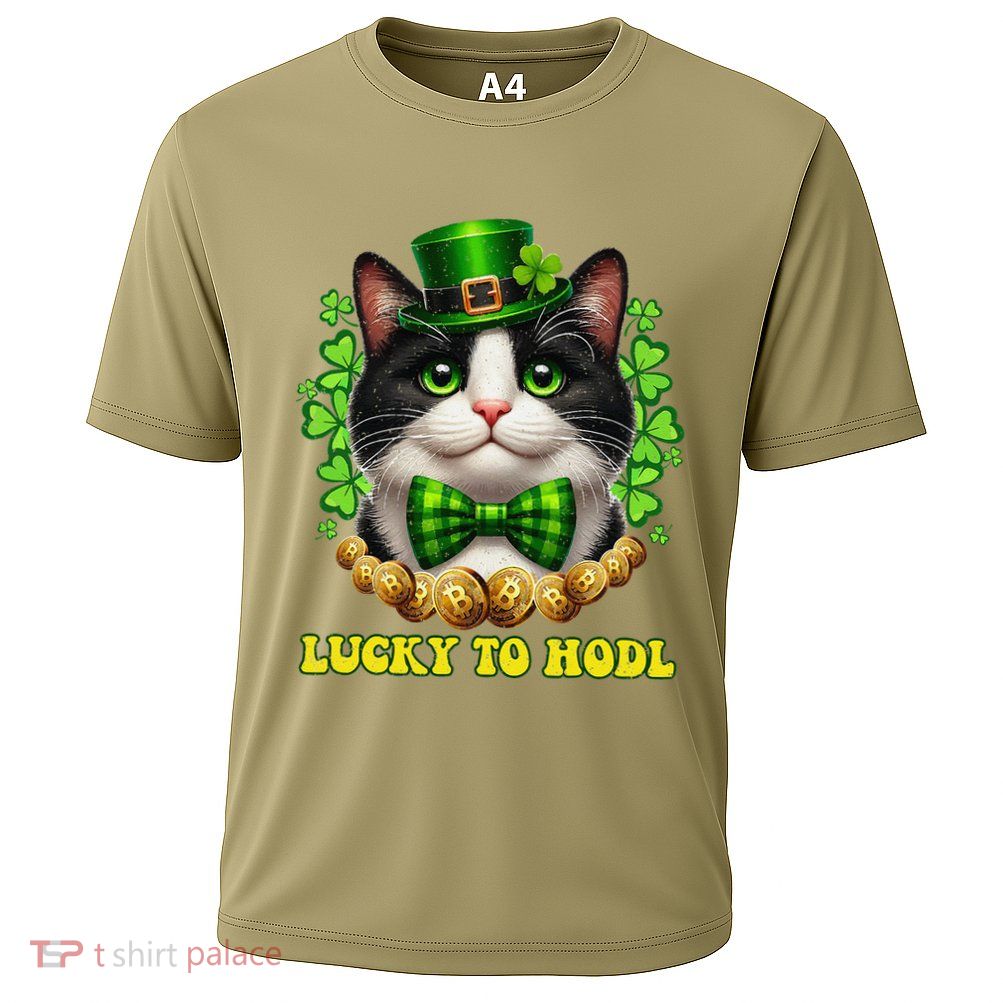 Lucky To Hodl St Patricks Day Bitcoin Btc Crypto Trader Cooling Performance Crew T-Shirt