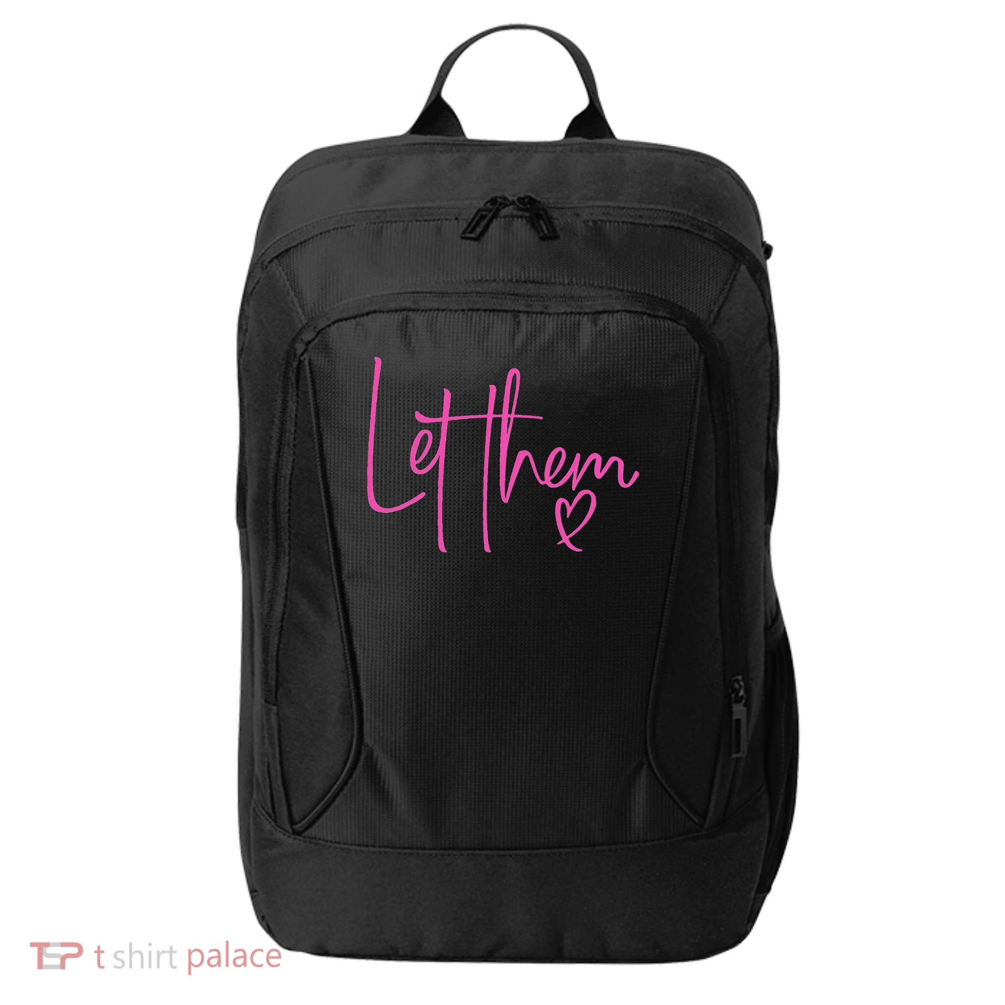 Let Them Heart Script Hot Pink Girls Women Let Them City Backpack