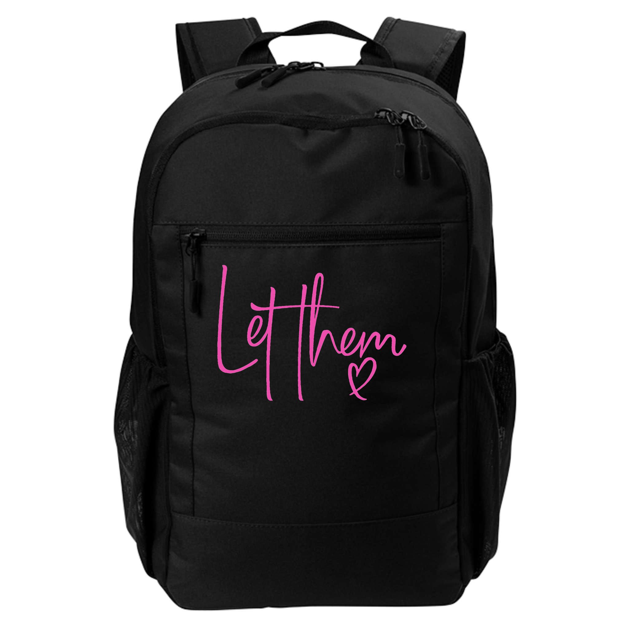Let Them Heart Script Hot Pink Girls Women Let Them Backpack