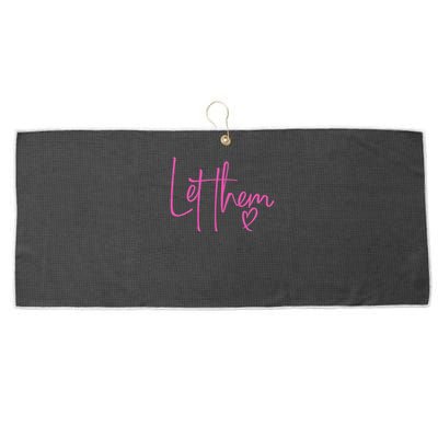 Let Them Heart Script Hot Pink Girls Women Let Them Large Microfiber Waffle Golf Towel