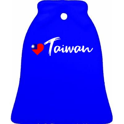 Love Taiwan Heart Country Flag Souvenir Gift Ceramic Bell Ornament