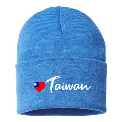 Love Taiwan Heart Country Flag Souvenir Gift Sustainable Knit Beanie