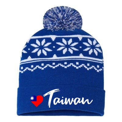 Love Taiwan Heart Country Flag Souvenir Gift USA-Made Snowflake Beanie