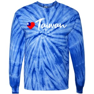 Love Taiwan Heart Country Flag Souvenir Gift Tie-Dye Long Sleeve Shirt