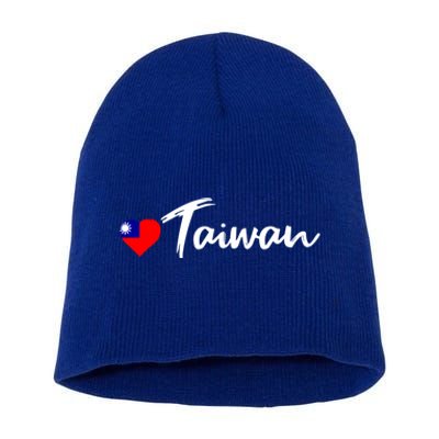 Love Taiwan Heart Country Flag Souvenir Gift Short Acrylic Beanie