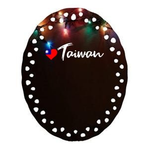 Love Taiwan Heart Country Flag Souvenir Gift Ceramic Oval Ornament