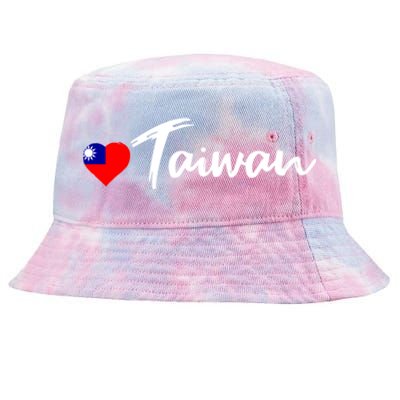 Love Taiwan Heart Country Flag Souvenir Gift Tie-Dyed Bucket Hat