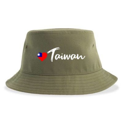 Love Taiwan Heart Country Flag Souvenir Gift Sustainable Bucket Hat