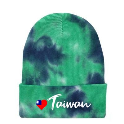 Love Taiwan Heart Country Flag Souvenir Gift Tie Dye 12in Knit Beanie