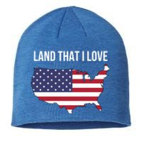 Land That I Love America Usa Flag Patriotic Meaningful Gift Sustainable Beanie