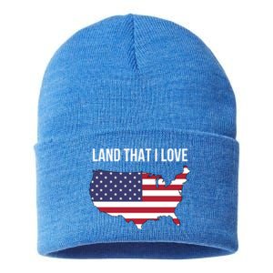 Land That I Love America Usa Flag Patriotic Meaningful Gift Sustainable Knit Beanie