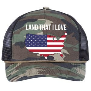 Land That I Love America Usa Flag Patriotic Meaningful Gift Retro Rope Trucker Hat Cap