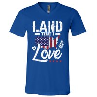 Land That I Love Fun Memorial Day Veteran Graphic Great Gift V-Neck T-Shirt