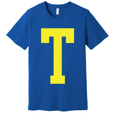 Letter T In Yellow Theodore Chipmunk Costume Halloween Premium T-Shirt