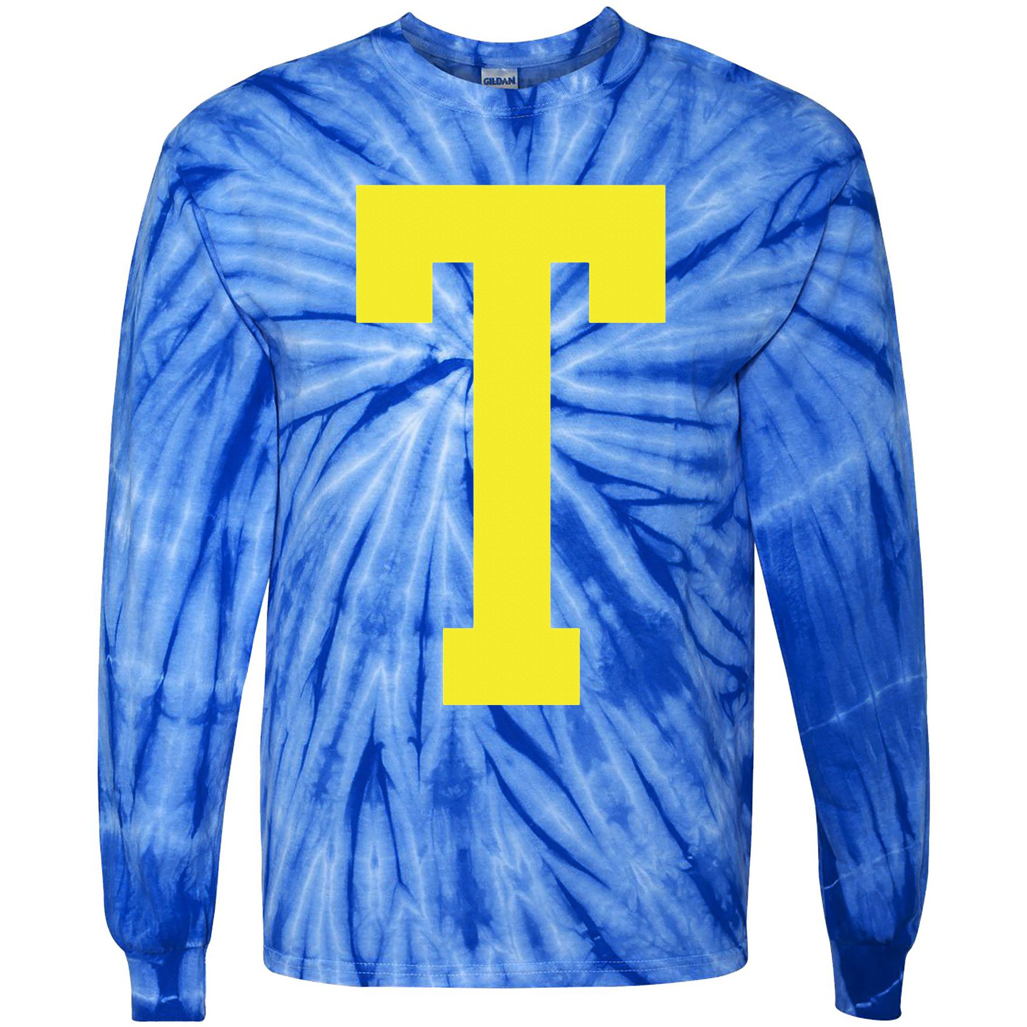 Letter T In Yellow Theodore Chipmunk Costume Halloween Tie-Dye Long Sleeve Shirt