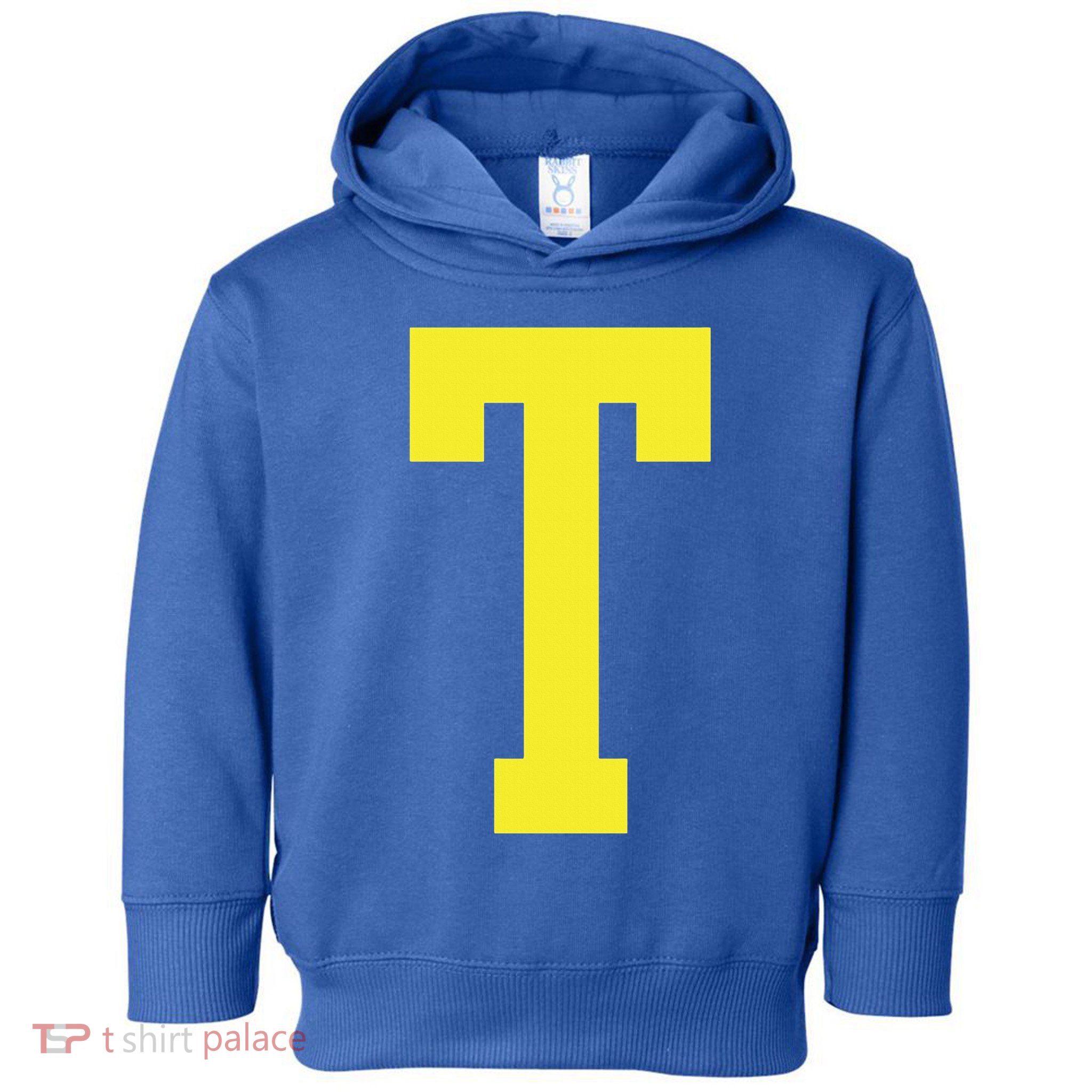 Letter T In Yellow Theodore Chipmunk Costume Halloween Toddler Hoodie