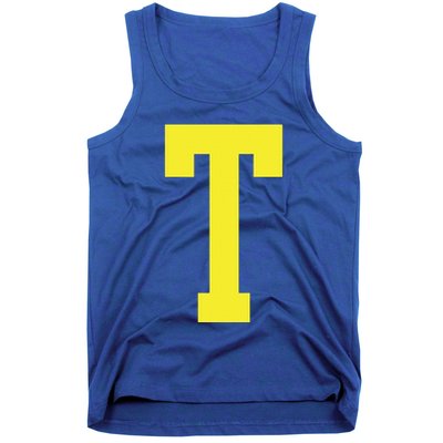 Letter T In Yellow Theodore Chipmunk Costume Halloween Tank Top