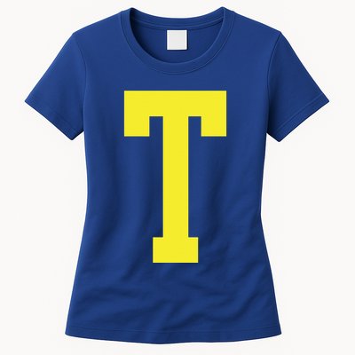 Letter T In Yellow Theodore Chipmunk Costume Halloween Womens T-Shirt