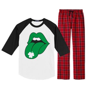 Lips Tongue Irish Shamrock St Patricks Raglan Sleeve Pajama Set