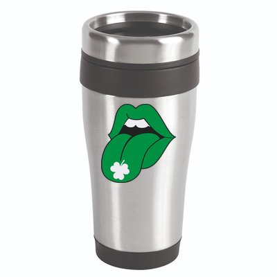 Lips Tongue Irish Shamrock St Patricks 16oz Travel Tumbler