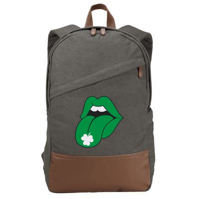 Lips Tongue Irish Shamrock St Patricks Cotton Canvas Backpack