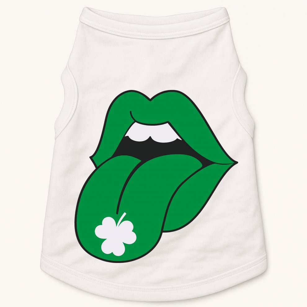 Lips Tongue Irish Shamrock St Patricks Doggie Tank