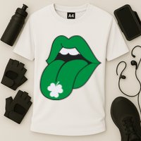 Lips Tongue Irish Shamrock St Patricks Cooling Performance Crew T-Shirt