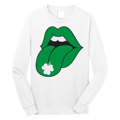 Lips Tongue Irish Shamrock St Patricks Long Sleeve Shirt
