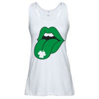 Lips Tongue Irish Shamrock St Patricks Ladies Essential Flowy Tank