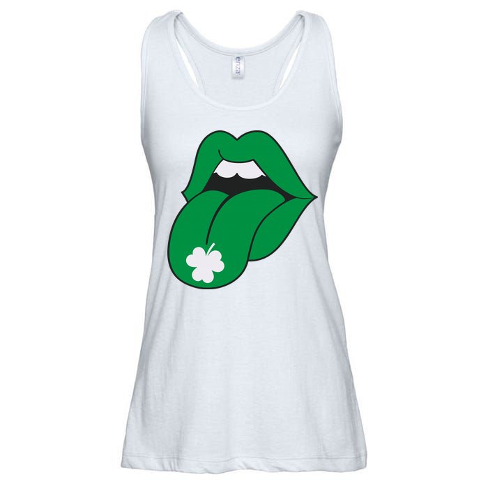 Lips Tongue Irish Shamrock St Patricks Ladies Essential Flowy Tank