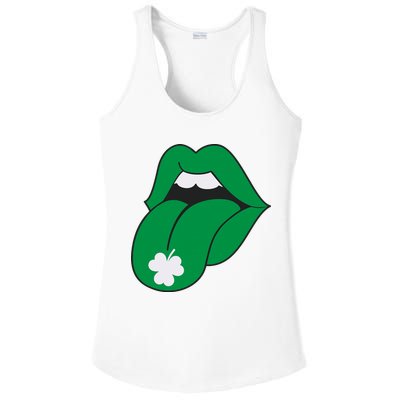 Lips Tongue Irish Shamrock St Patricks Ladies PosiCharge Competitor Racerback Tank