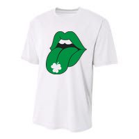 Lips Tongue Irish Shamrock St Patricks Youth Performance Sprint T-Shirt