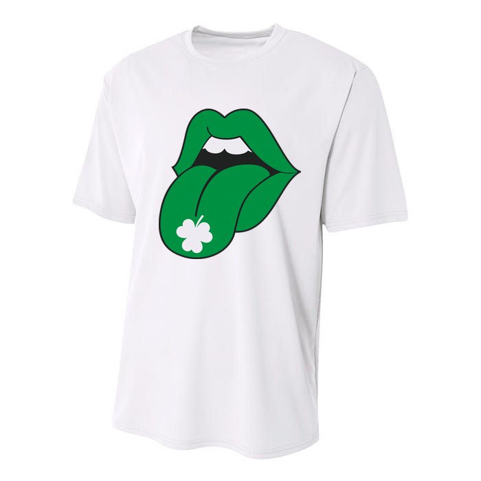 Lips Tongue Irish Shamrock St Patricks Youth Performance Sprint T-Shirt