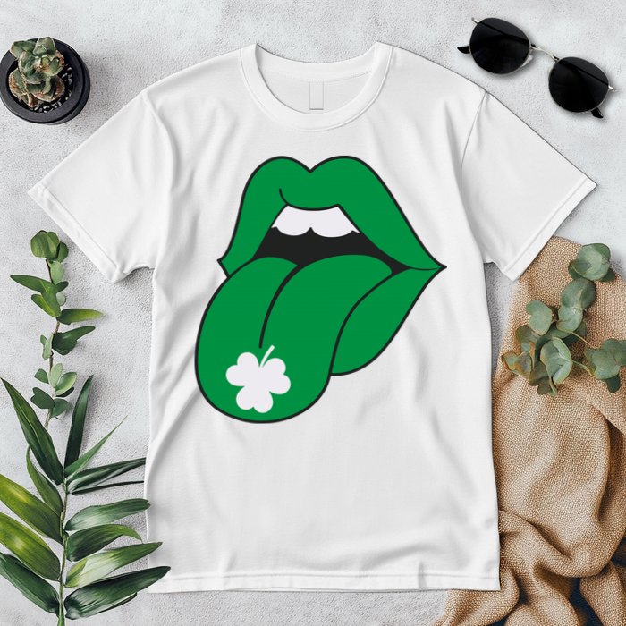 Lips Tongue Irish Shamrock St Patricks Premium T-Shirt