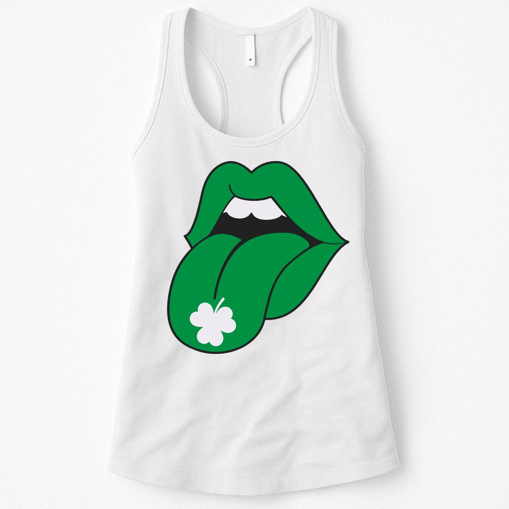 Lips Tongue Irish Shamrock St Patricks Womens Tank Top