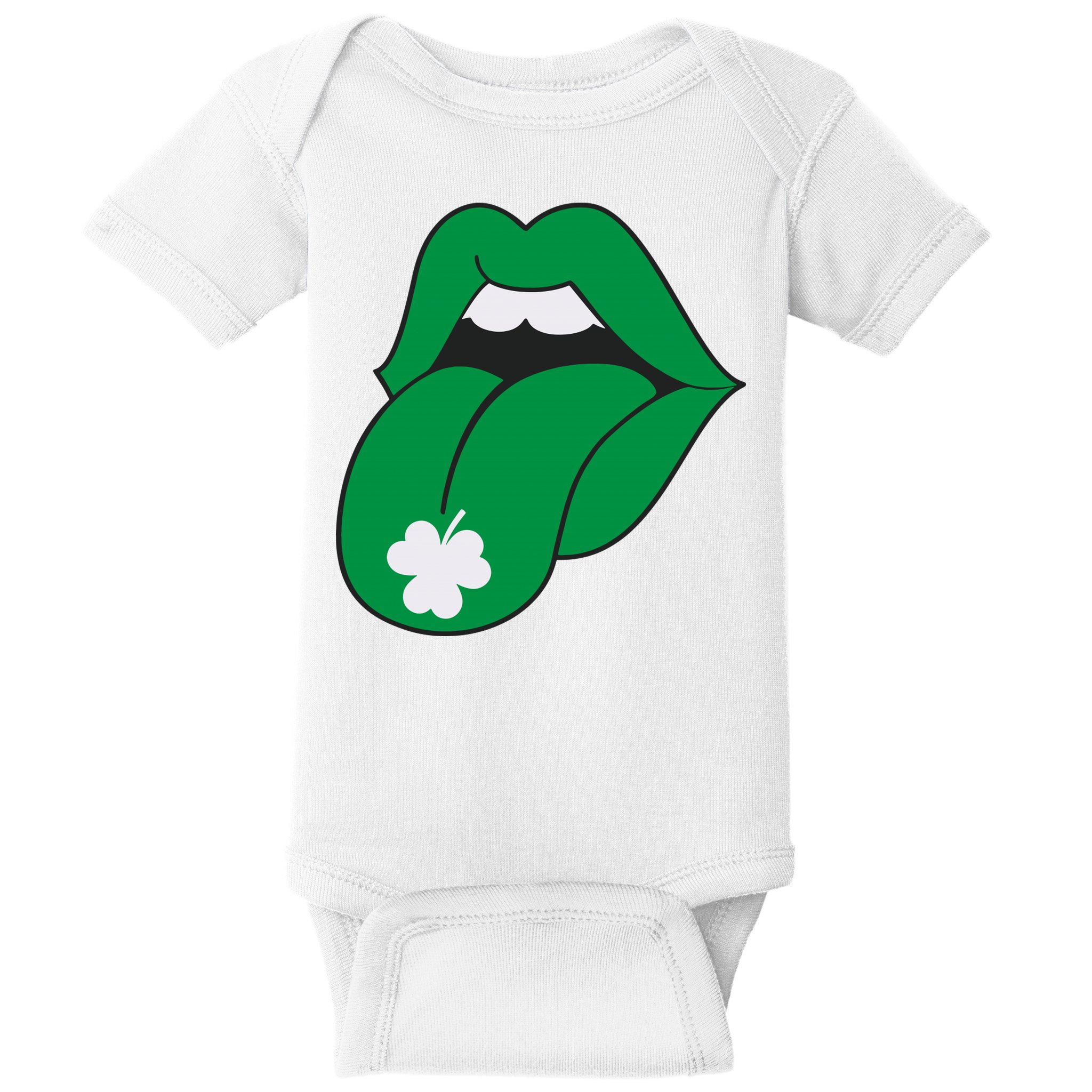 Lips Tongue Irish Shamrock St Patricks Baby Bodysuit