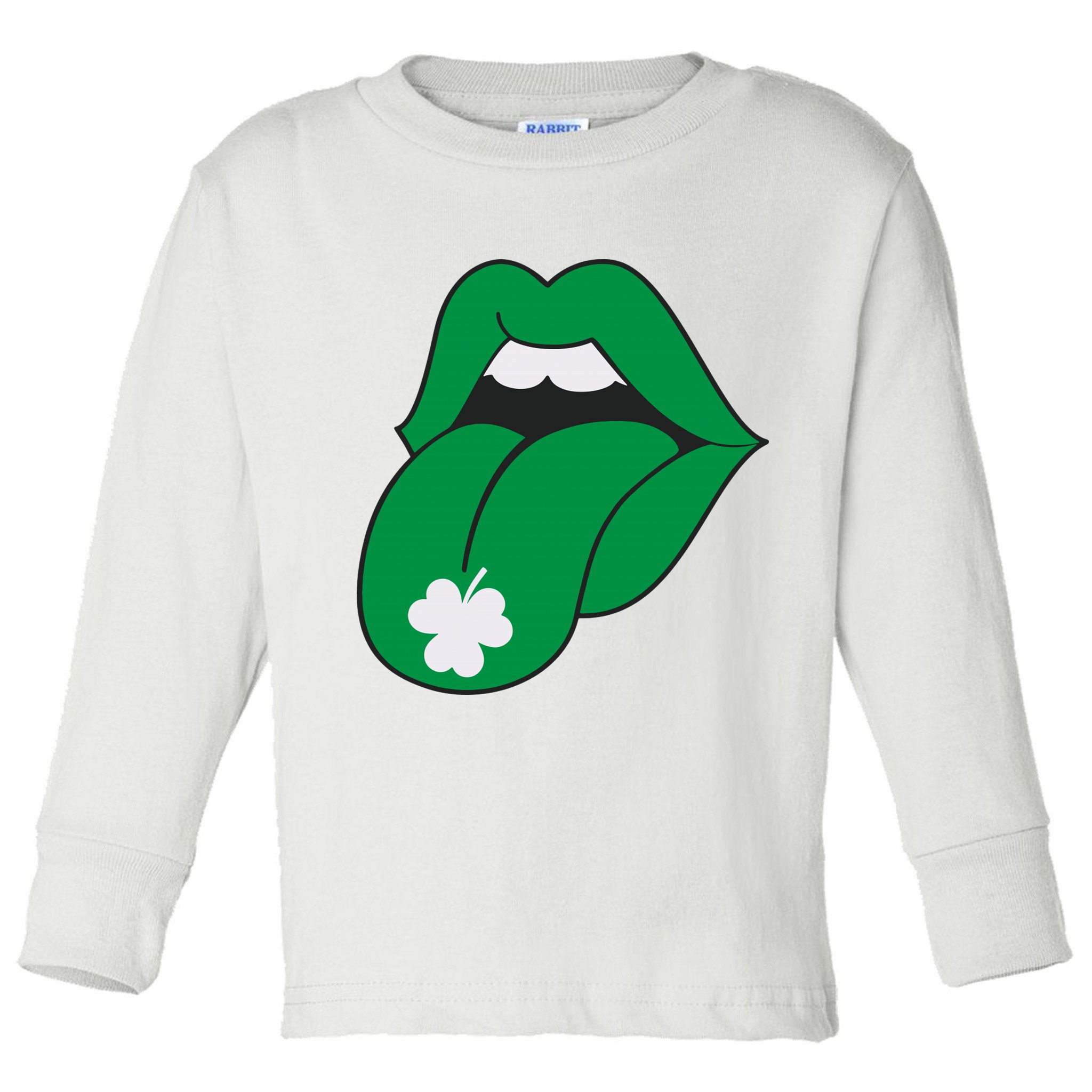 Lips Tongue Irish Shamrock St Patricks Toddler Long Sleeve Shirt