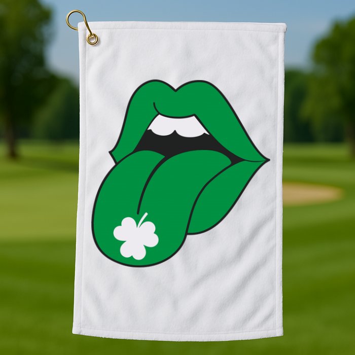 Lips Tongue Irish Shamrock St Patricks Golf Towel