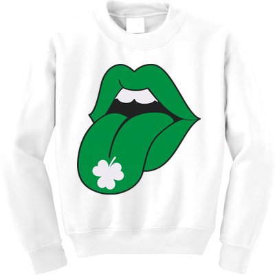 Lips Tongue Irish Shamrock St Patricks Kids Sweatshirt