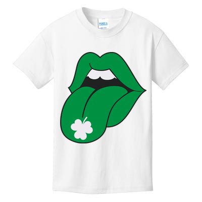 Lips Tongue Irish Shamrock St Patricks Kids T-Shirt