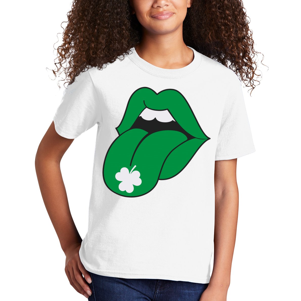 Lips Tongue Irish Shamrock St Patricks Kids T-Shirt