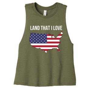 Land That I Love America Usa Flag Patriotic Funny Gift Women's Racerback Cropped Tank